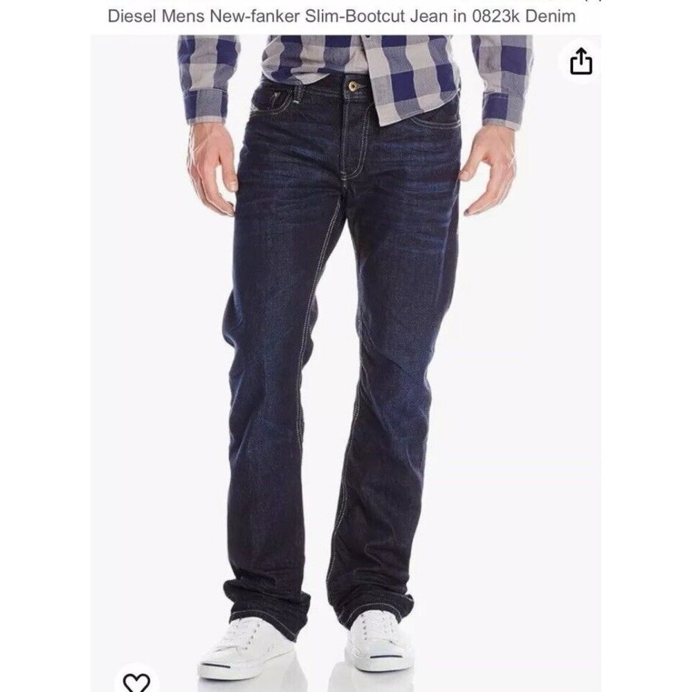 Diesel New-Fanker Jeans Mens Tag 34x32/34x30 Blue Denim Regular Slim Bootcut